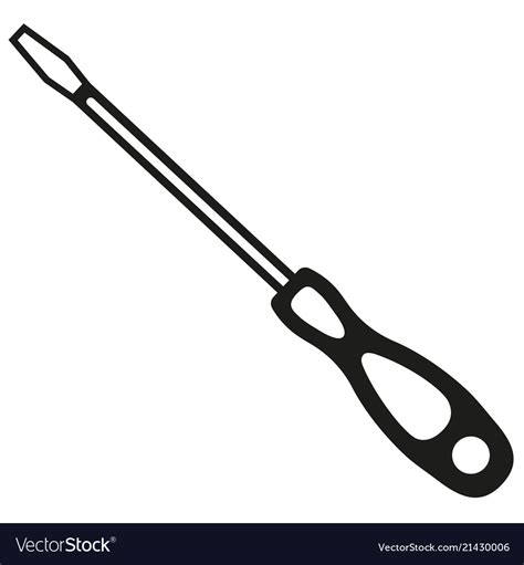 Black And White Flathead Screwdriver Silhouette Vector Image