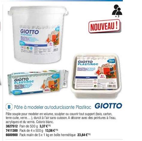 Offre Pâte à Modeler Autodurcissante Plastiroc Giotto chez Plein Ciel