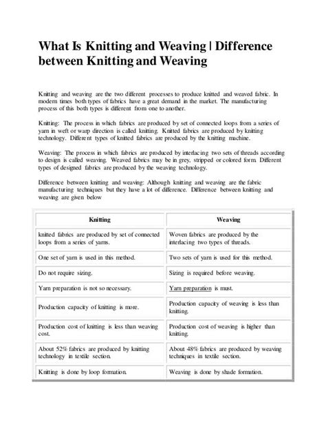 Bdft Ii Tmt Unit Ii Comparison Between Weaving And Knitting