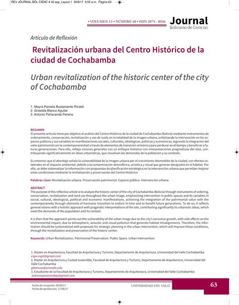 Pdf Art Culo De Reflexi N Revitalizaci N Urbana Del Centro