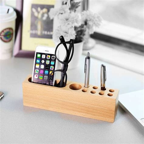 Wood Phone Holder And Pen Container In 2020 Wood Pen Holder Wood Phone