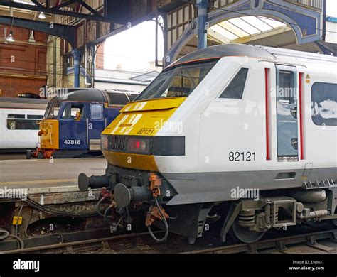 Abellio Greater Anglia Class 82 Electric Locomotive At The Head Of A Train Just Arrived In