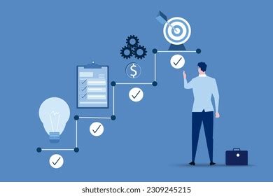 Project Management Concept Banner Confident Businessman Stock Vector ...