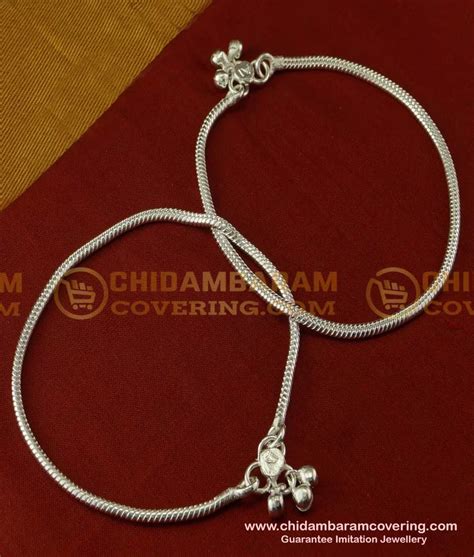 Buy Beautiful Silver Like White Metal Plain Chain Anklet Velli Kolusu