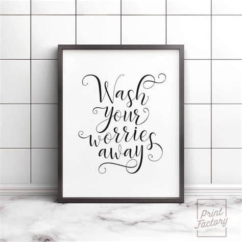 Wash Your Worries Away Bathroom Wall Art Bathroom Wall Etsy