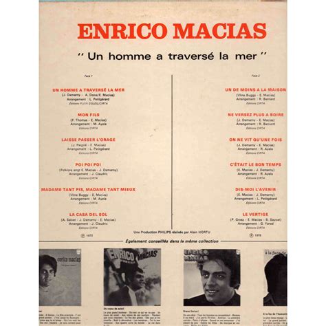 Un Homme A Travers La Mer Enrico Macias Lp Papman Id