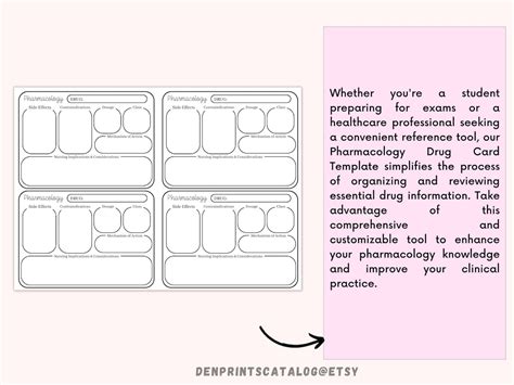 Drug Card Template Nursing Pharmacology Printable Nursing Notes