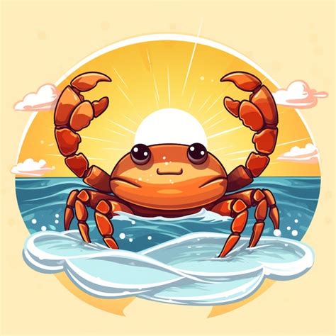 Premium AI Image Crab And Summer Cartoon Logo