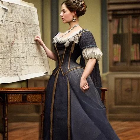 AI Art Generator: A female teacher in a victorian dress by a map which ...