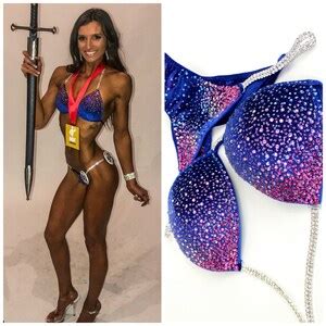 Npc Ifbb Competition Bikini Fuchsia Pink Blue Shades Bikini Suit