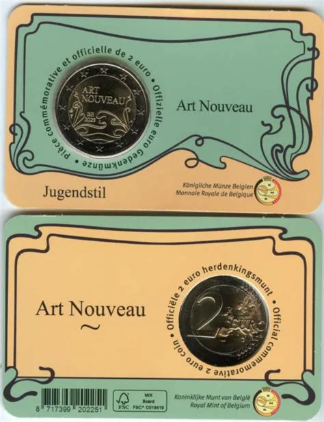 Belgique Belgium Euro Art Nouveau Coincard Bu Eur