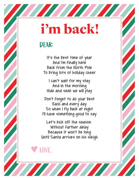 Im Back Elf On The Shelf Printable Elf On Shelf Letter Awesome