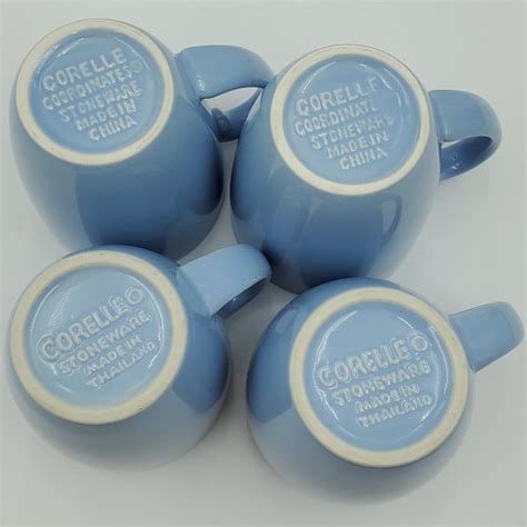 Corelle Dining Corelle Coordinates Stoneware Blue Mugs Light Pale