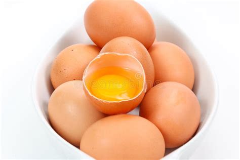 Fresh Eggs,cracked Egg Show Yolk Stock Photo - Image of brown ...