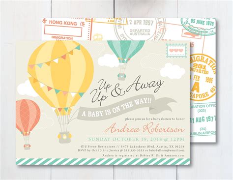 Hot Air Balloon Up Away Travel Theme Printable Etsy