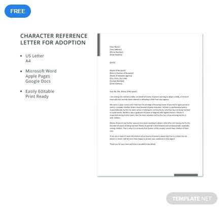 Character Reference Letter For Adoption Template Google Docs Word Artofit