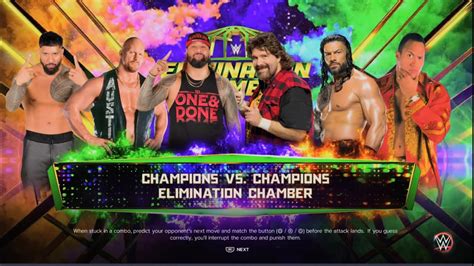 WWE 2K23 Elimination Chamber The Rock 98 V The Usos V Roman Reigns V