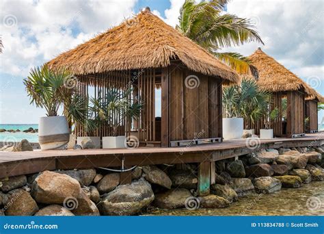 Cabanas Huts On White Sand Beach In Mexico Tulum Stock Image ...