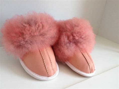 Pink Slippers Fluffy Woman Shoes Luxury Leather T For Etsy Beautiful Slippers Leather