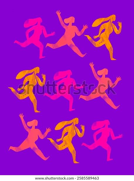 Stylized Illustration Nude Female Silhouettes Bright Stock Illustration Shutterstock