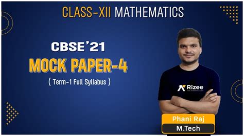 Cbse Term 1 Mathematics Model Paper V Class Xii Youtube