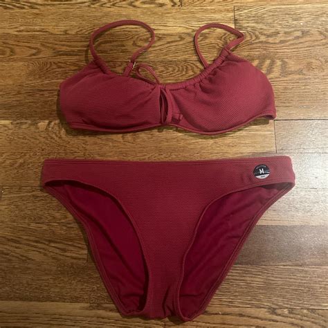 Hollister Red Wine Colored Bikini Never Been Worn Depop
