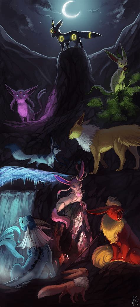 Eevee Evolutions Pokemon Eeveelutions Poster Print Umbreon Espeon