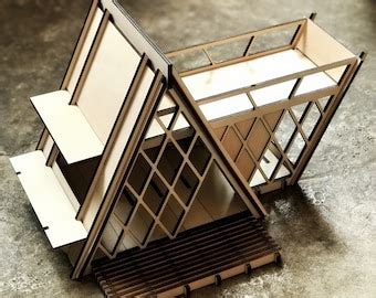 Miniature Bridge House Wooden Dollhouse Diy Kit Etsy