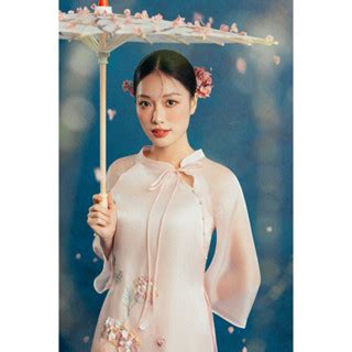 Áo dài cách tân nữ MAYY FASHION hồng nude tà Tú Cầu Hồng Shopee Việt Nam