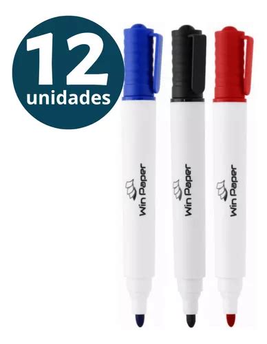 Kit 12 Canetas Pincel Marcador Quadro Branco Canetão 3 Cores MercadoLivre