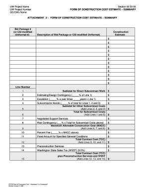 14 Printable construction cost estimate pdf Forms and Templates ...