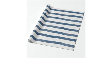 Masculine Blue Nautical Watercolor Stripe Pattern Wrapping Paper Zazzle