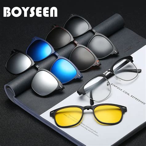 BOYSEEN Magnet Sunglasses Clip Magnetic Clip on Sunglasses Men Polarized Clips Custom ...