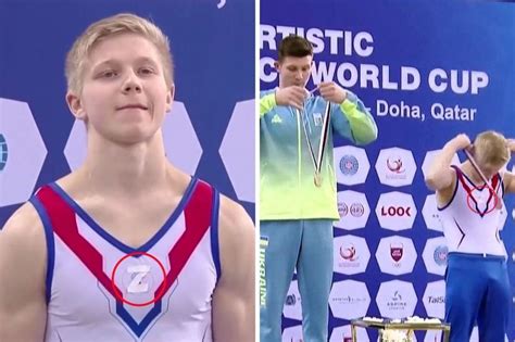 Russian Gymnast Ivan Kuliak Wear Z War Symbol On Podium Next To