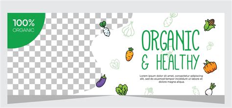 Organic And Healthy Food Banner Template Design Vector Art At