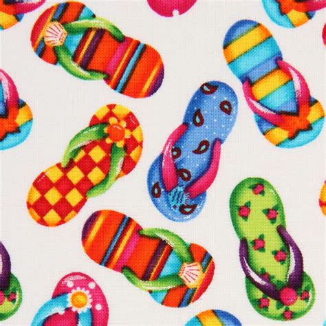 White Flip Flop Fabric By Timeless Treasures Usa Modes U