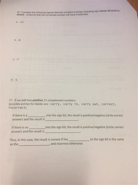 solved translate   signed decimal numbers  cheggcom