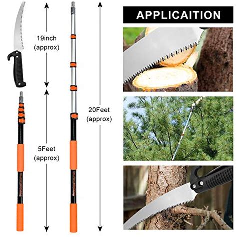 Buyplus Manual Pruning Pole Saw 20 Foot Hand Pruning Saw For Tree Trimming High Reach Tree