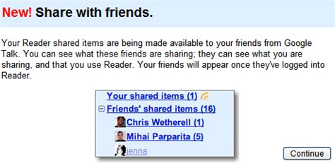 google reader shows shared items   friends