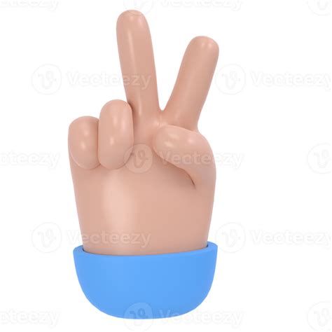 D Hand Victory Icon Illustration Two Fingers Social Icon Cartoon