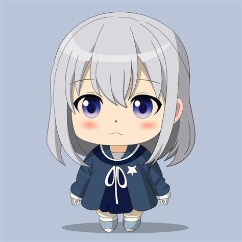 Cute chibi anime character with white hair and blue eyes 27241700 ...