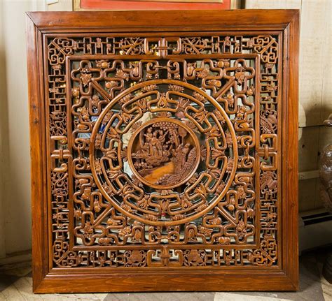 Pair Of Carved Wood Chinese Panels Carved Wooden Panels Carving Art