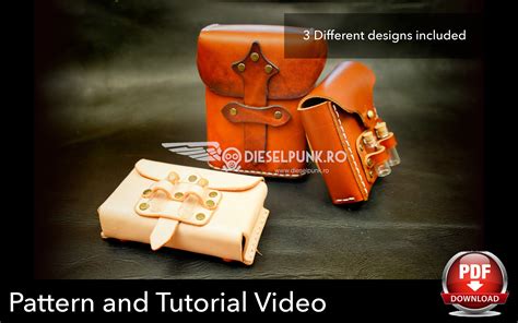 Leather Pouch Pattern Set - Leather DIY- Pdf Download - Video Tutorial