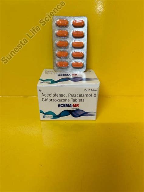 Aceclofenac 100 Mg Ad Paracetamol 325 Mg Chorzoxazoe 500 Mg Tablets At Rs 140 10 Strips In