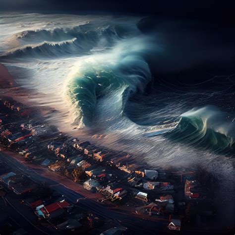 Premium Photo Tsunami Natural Disaster Generative Ai