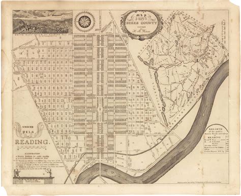 Early map of Reading, Pennsylvania, with wonderful folk-art elements