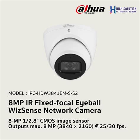 IPC HDW3841EM S S2 Dahua 8MP IR Fixed Focal Eyeball WizSense Network