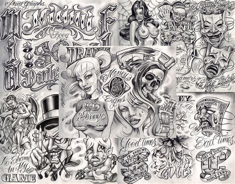 Boog From The Streets With Love Gangsta Style Tattoo Flash 10 Sheet Set 11x14 J Great Tattoo