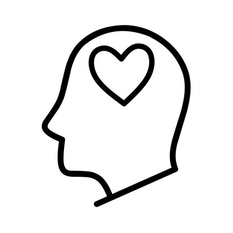 Head Vector Icon With Heart Symbol On White Background Concept Of