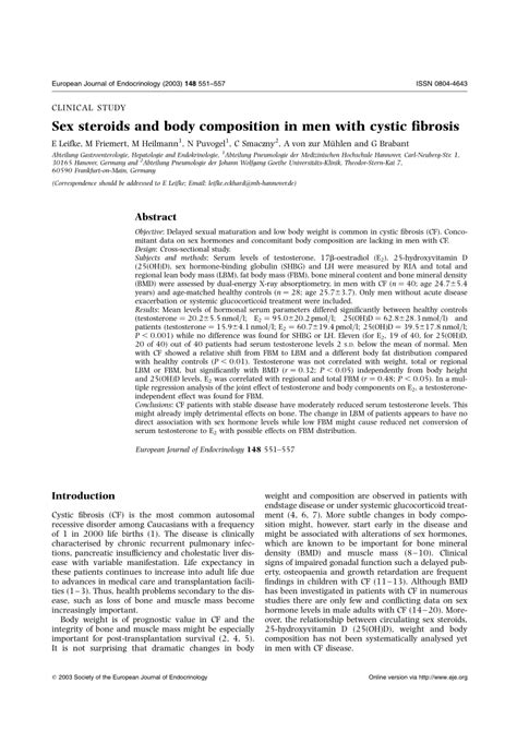 PDF Sex Steroids And Body Composition In Men With Cystic Fibrosis